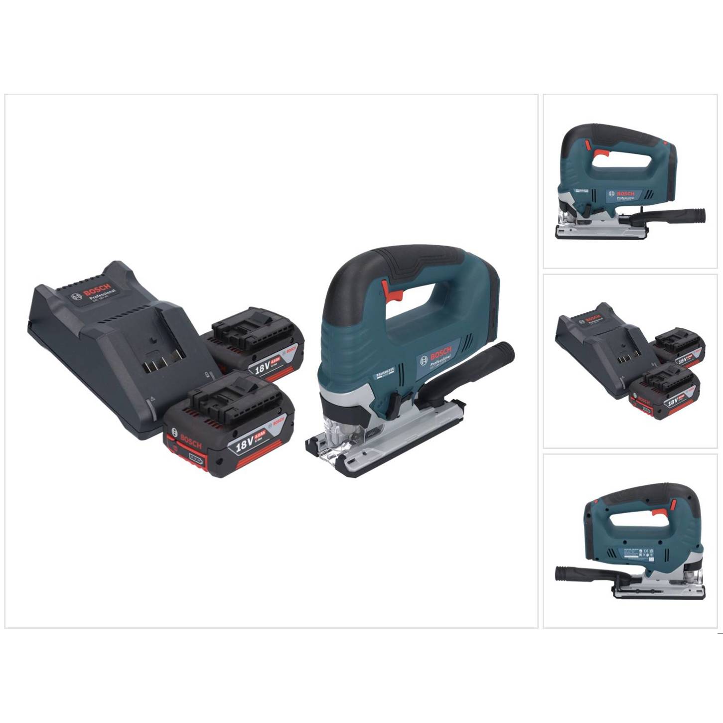 Bosch GST 18V-125 B Professional Akku Stichsäge 18 V 125 mm Brushless + 2x Akku 4,0 Ah + Ladegerät