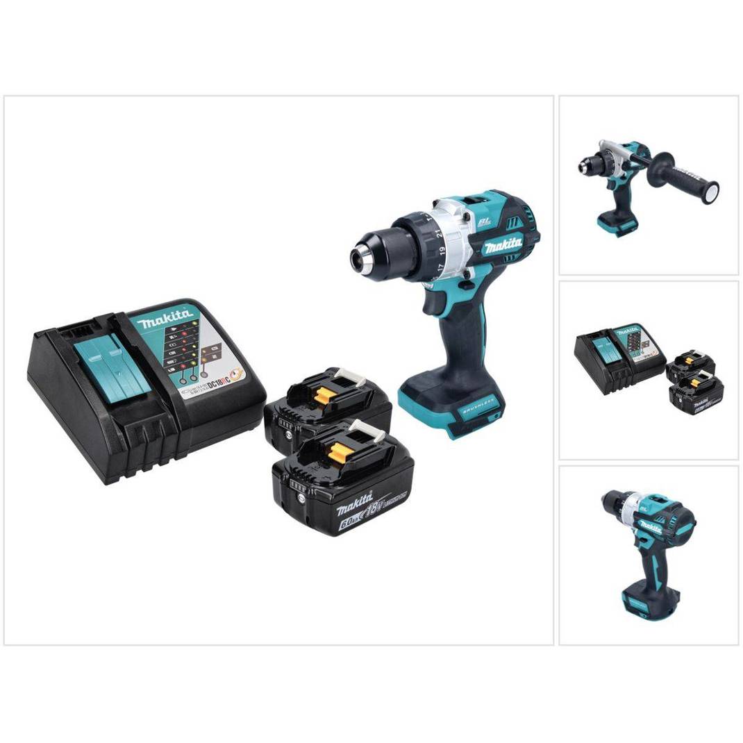 Makita DHP 486 RG Akku Schlagbohrschrauber 18 V 130 Nm Brushless + 2x Akku 6,0 Ah + Ladegerät