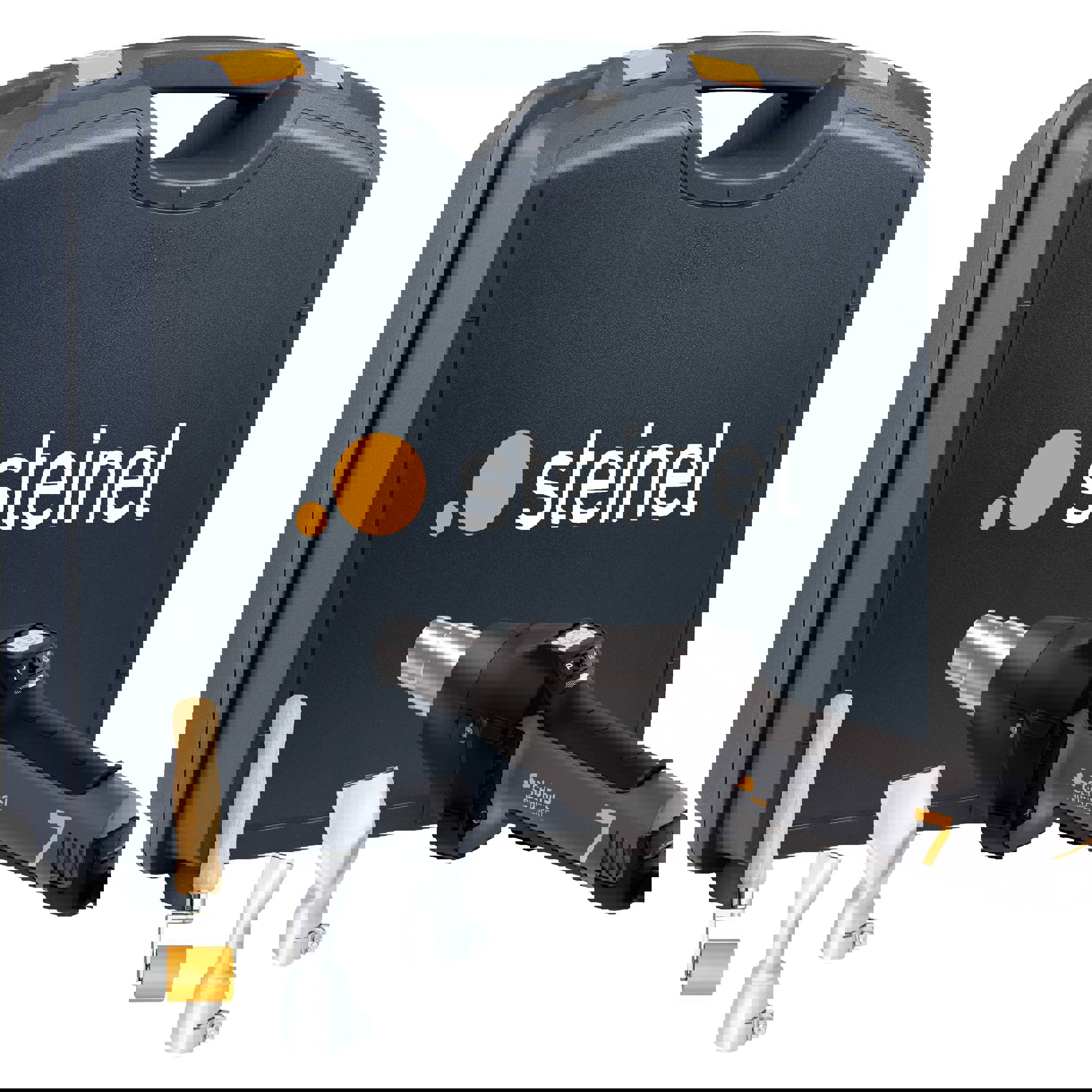Steinel Heißluftpistole HM 2620 E Set | 2300 W Stab-Heißluftgebläse | 50°-700°C | LCD-Display | Loc-Funktion | 3m Kabel