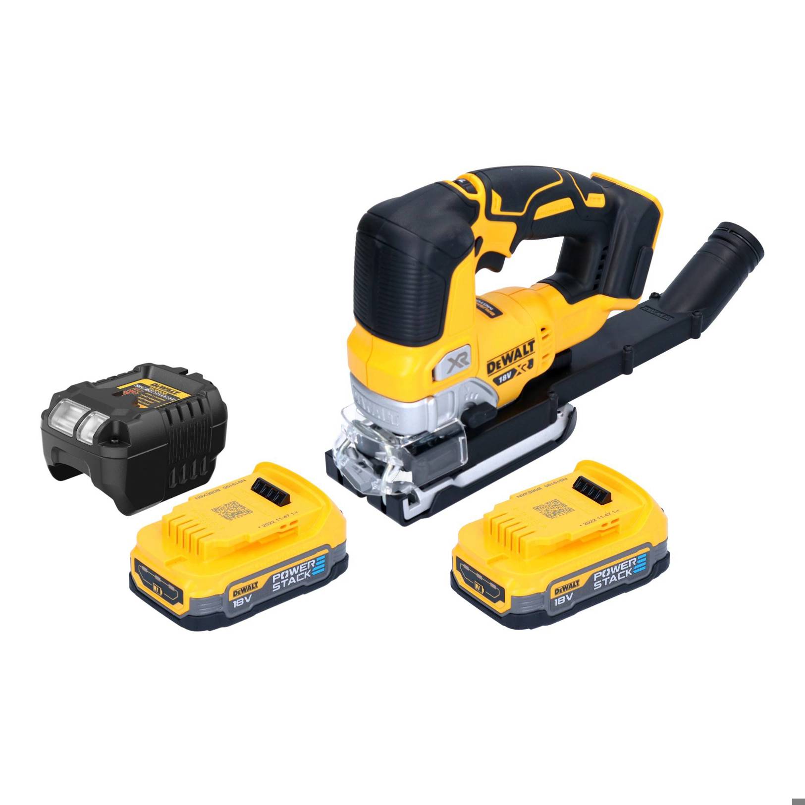 DeWalt DCS 334 E2 Akku Pendelhub Stichsäge 18 V Brushless + 2x Powerstack Akku 1,7 Ah + Ladegerät