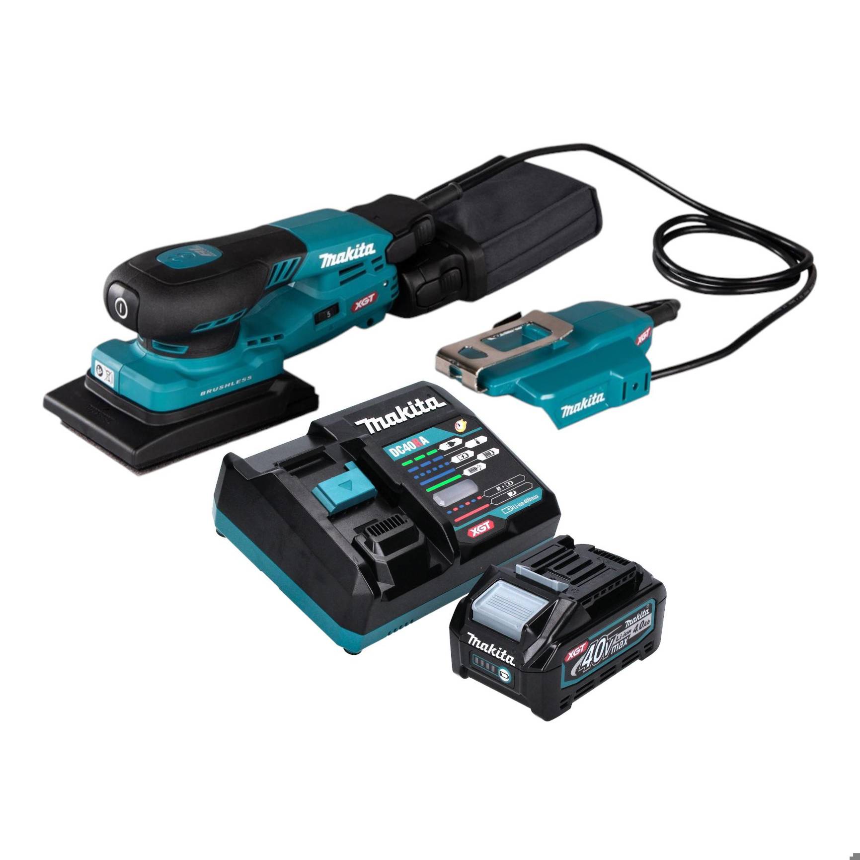 Makita BO 005 CGM101 Akku Schwingschleifer 40 V max. 80 x 130 mm 3,0 mm Hub Brushless + 1x Akku 4,0 Ah + Ladegerät