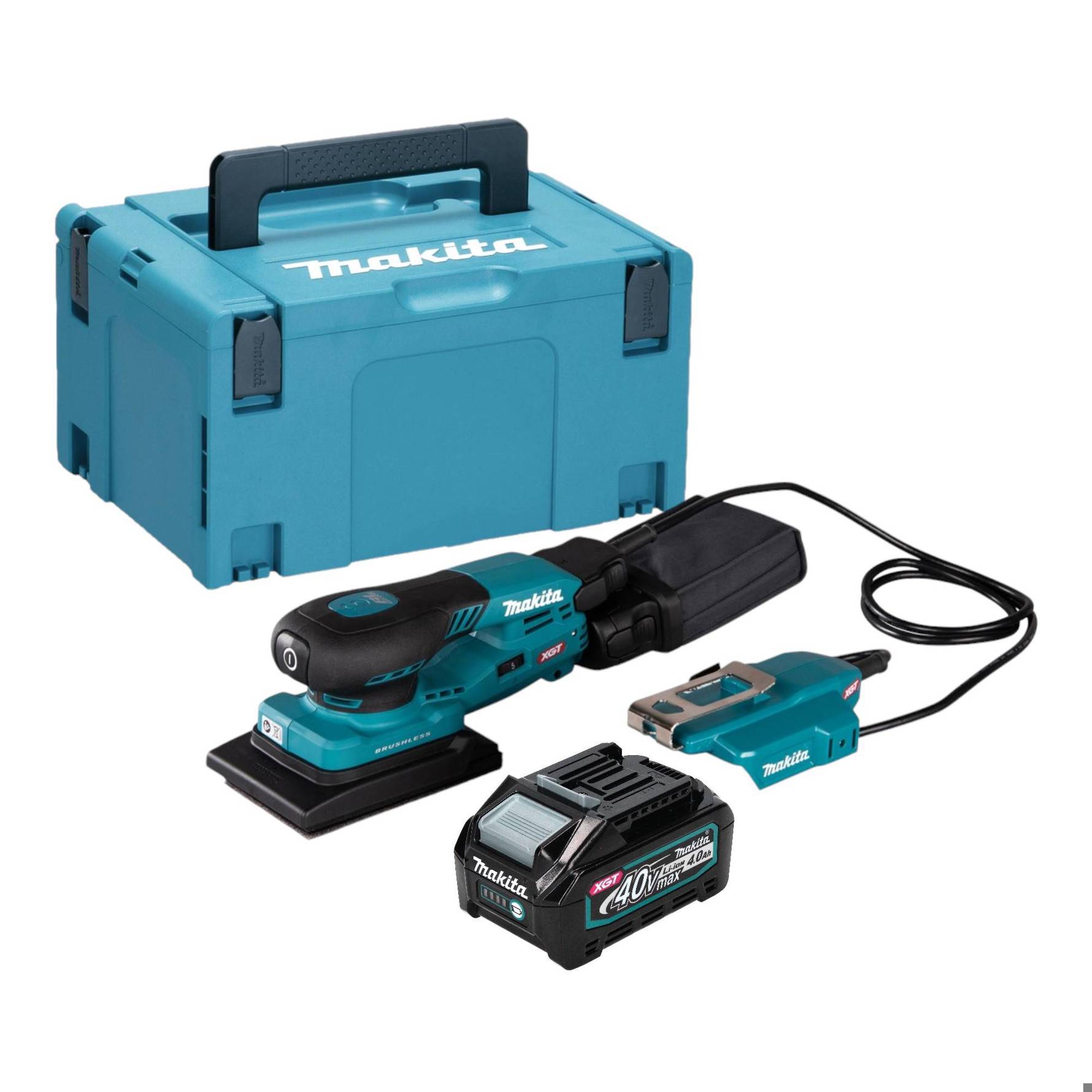 Makita BO 005 CGM101 Akku Schwingschleifer 40 V max. 80 x 130 mm 3,0 mm Hub Brushless + 1x Akku 4,0 Ah + Makpac