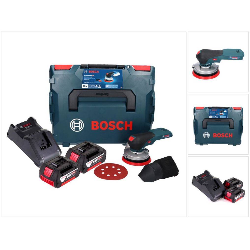 Bosch GEX 18V-125 Professional Akku Exzenterschleifer 18 V 125 mm Brushless + 2x Akku 4,0 Ah + Ladegerät + L-BOXX