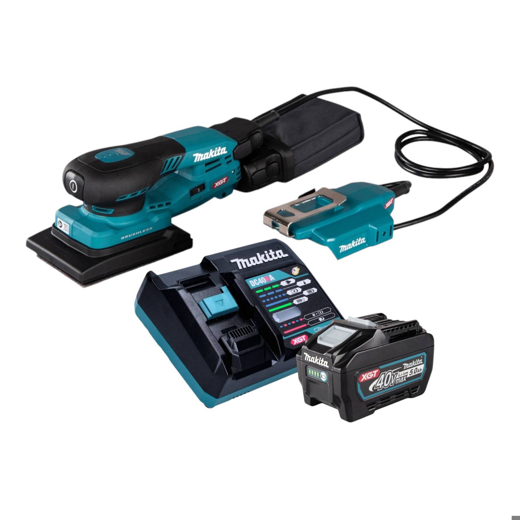 Makita BO 005 CGT101 Akku Schwingschleifer 40 V max. 80 x 130 mm 3,0 mm Hub Brushless + 1x Akku 5,0 Ah + Ladegerät