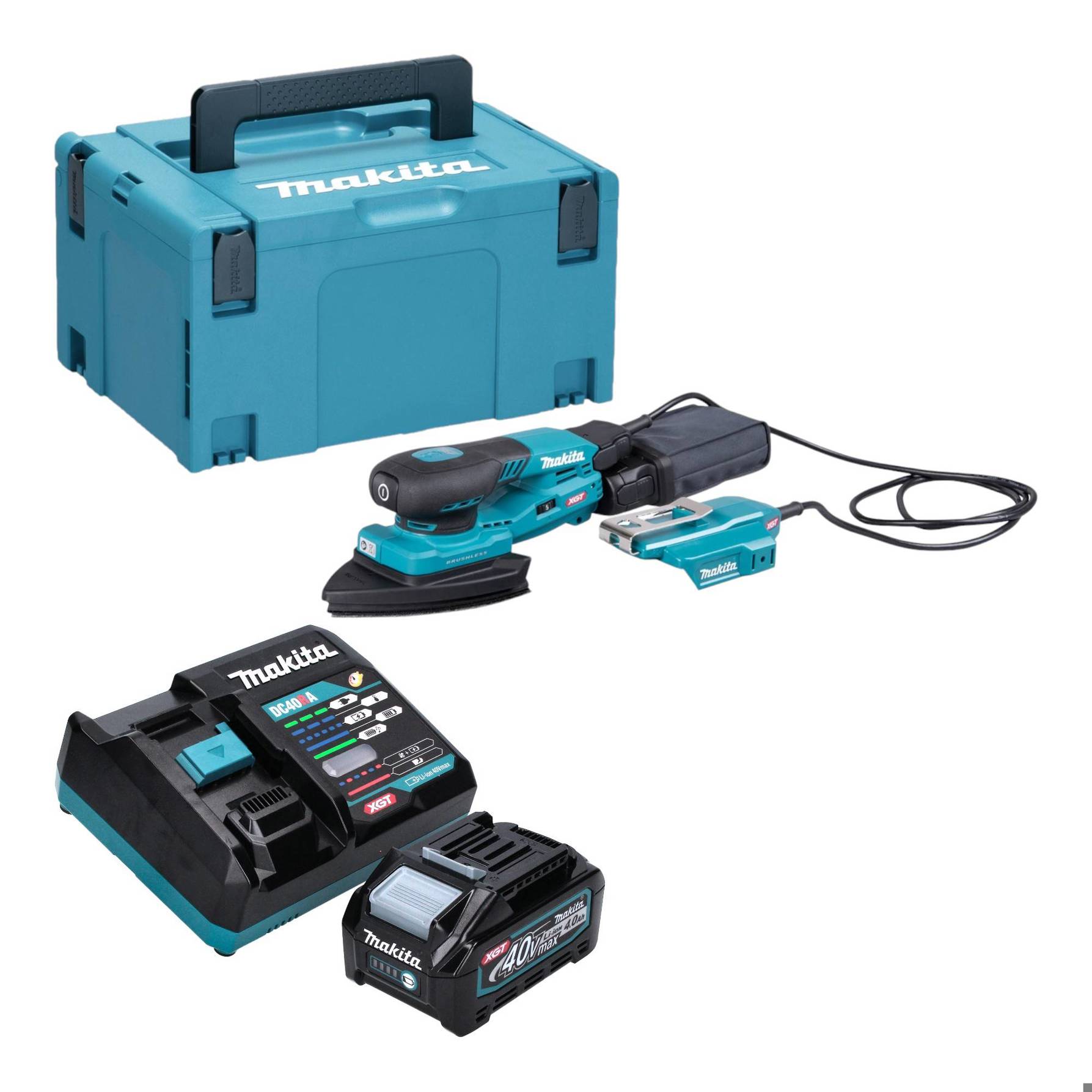 Makita BO 006 CGM101 Akku Deltaschleifer 40 V max. 100 x 150 mm 3,0 mm Hub Brushless + 1x Akku 4,0 Ah + Lader + Makpac