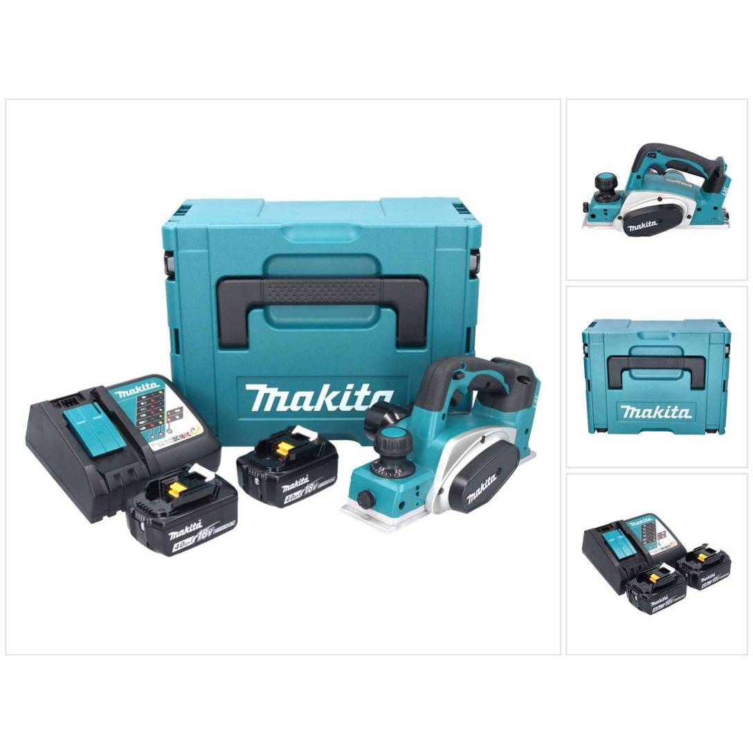 Makita DKP 180 RMJ Akku Hobel 18 V 82 mm + 2x Akku 4,0 Ah + Ladegerät + Makpac