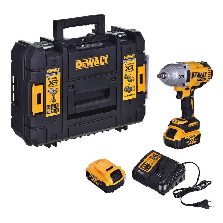 DEWALT Klucz udarowy 1/2" 18V 2x5.0Ah DCF900P2T-QWSchwarz; Gelb