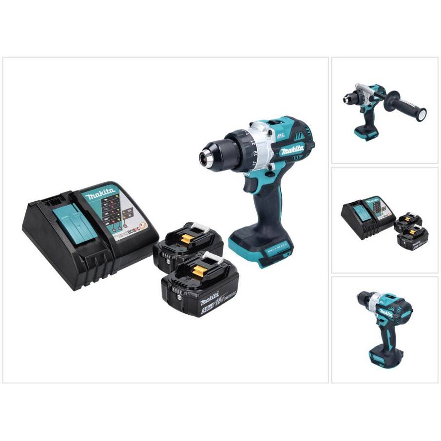 Makita DHP 486 RF Akku Schlagbohrschrauber 18 V 130 Nm Brushless + 2x Akku 3,0 Ah + Ladegerät