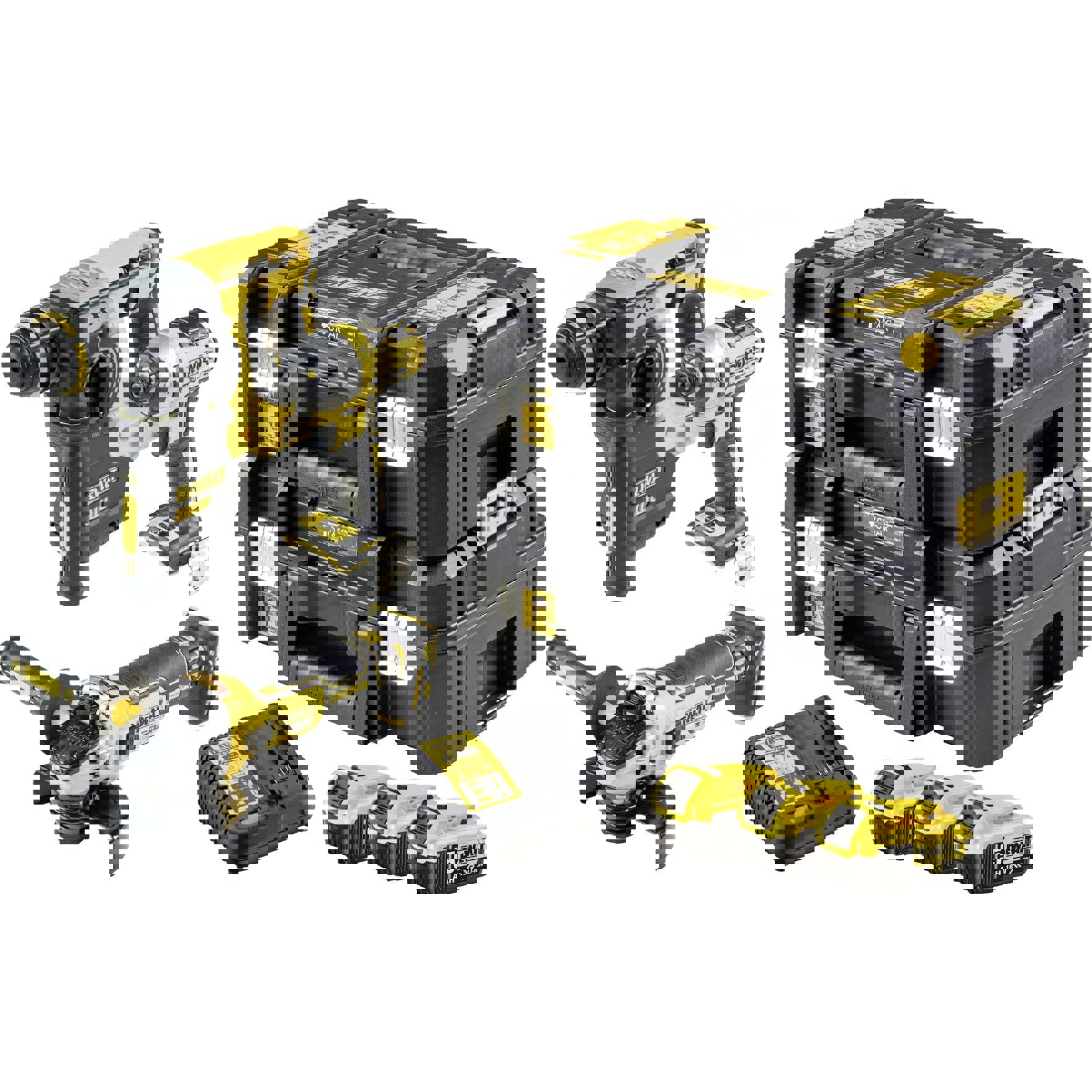 DEWALT DCK305P3T-QW Akku-Schlagschrauber | Akku-Bohrhammer | Akku-Winkelschleifer 18 V 5.0 Ah Li-Ion inkl. Akku | inkl. 2. 