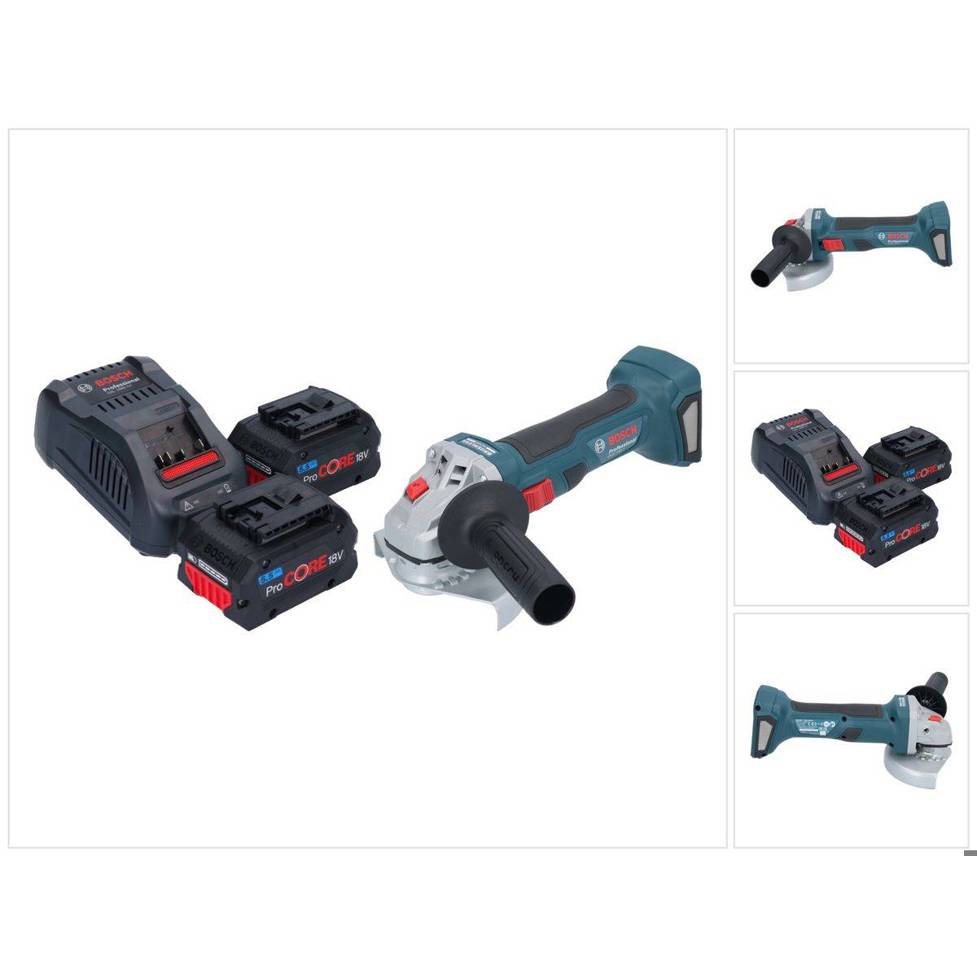 Bosch GWS 18V-7 Professional Akku Winkelschleifer 18 V 125 mm Brushless + 2x ProCORE Akku 5,5 Ah + Ladegerät