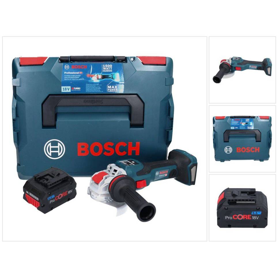 Bosch GWX 18V-15 SC Professional Akku Winkelschleifer 18 V 125 mm BITURBO X-LOCK + 1x ProCORE Akku 5,5 Ah