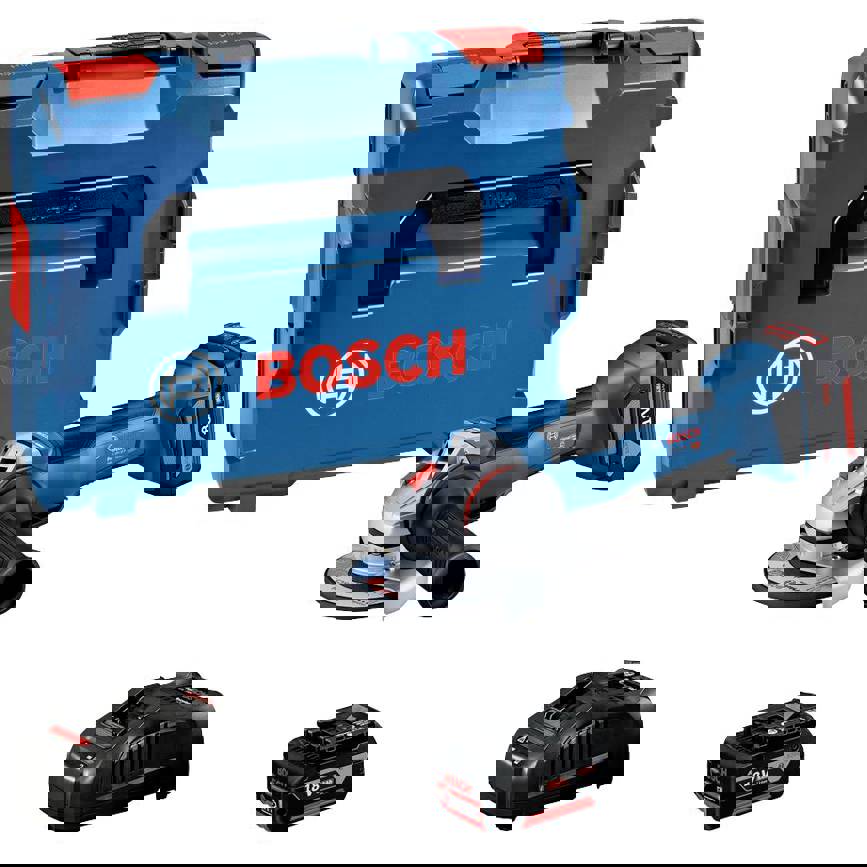 Bosch Professional GWS 18V-10 P 06019J4101 Akku-Winkelschleifer 125 mm inkl. 2. Akku | inkl. Ladegerät | inkl. Koffer 18 V