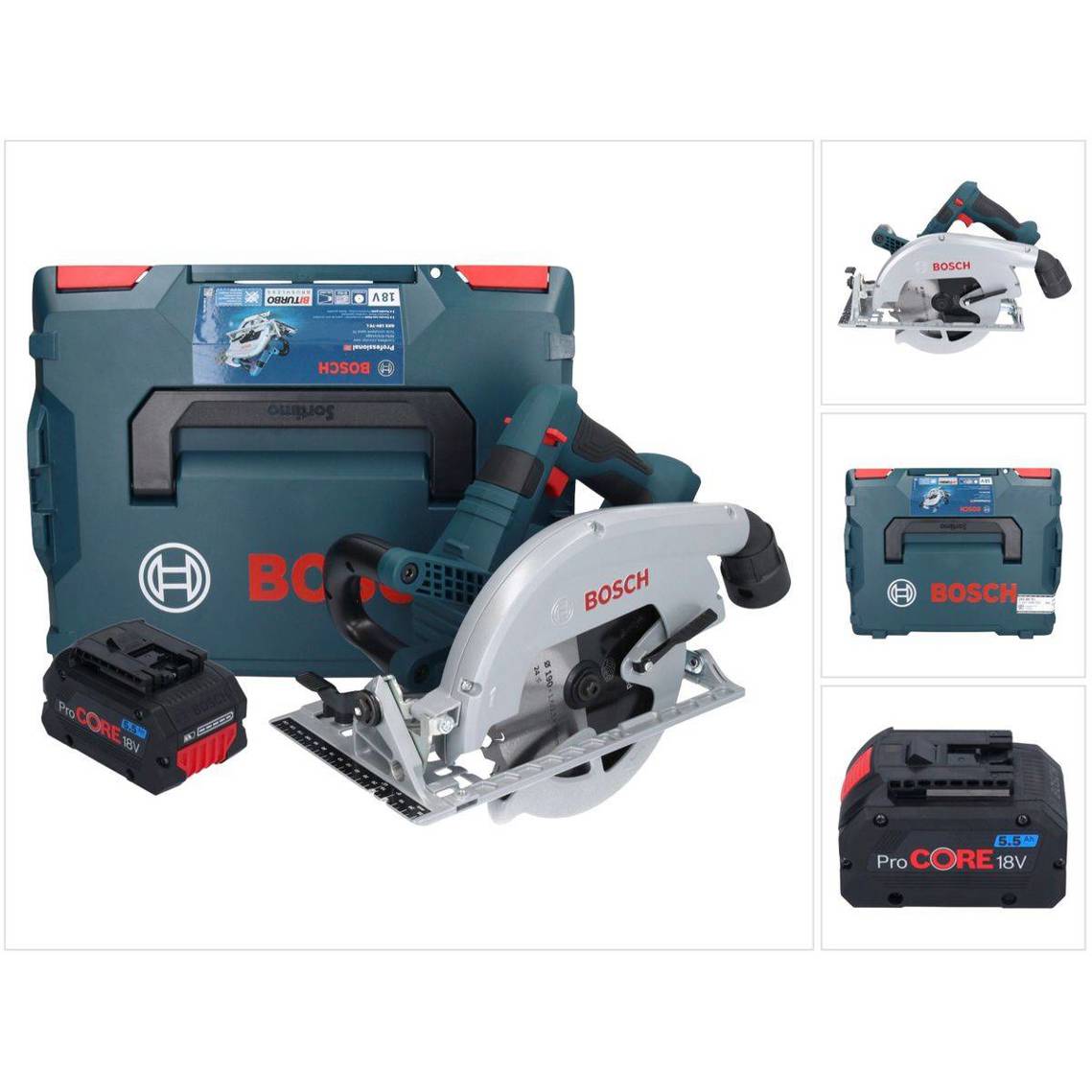 Bosch GKS 18V-70 L Akku Kreissäge 18 V Brushless 190 mm BITURBO + 1x ProCORE Akku 5,5 Ah + L-Boxx | ohne Ladegerät