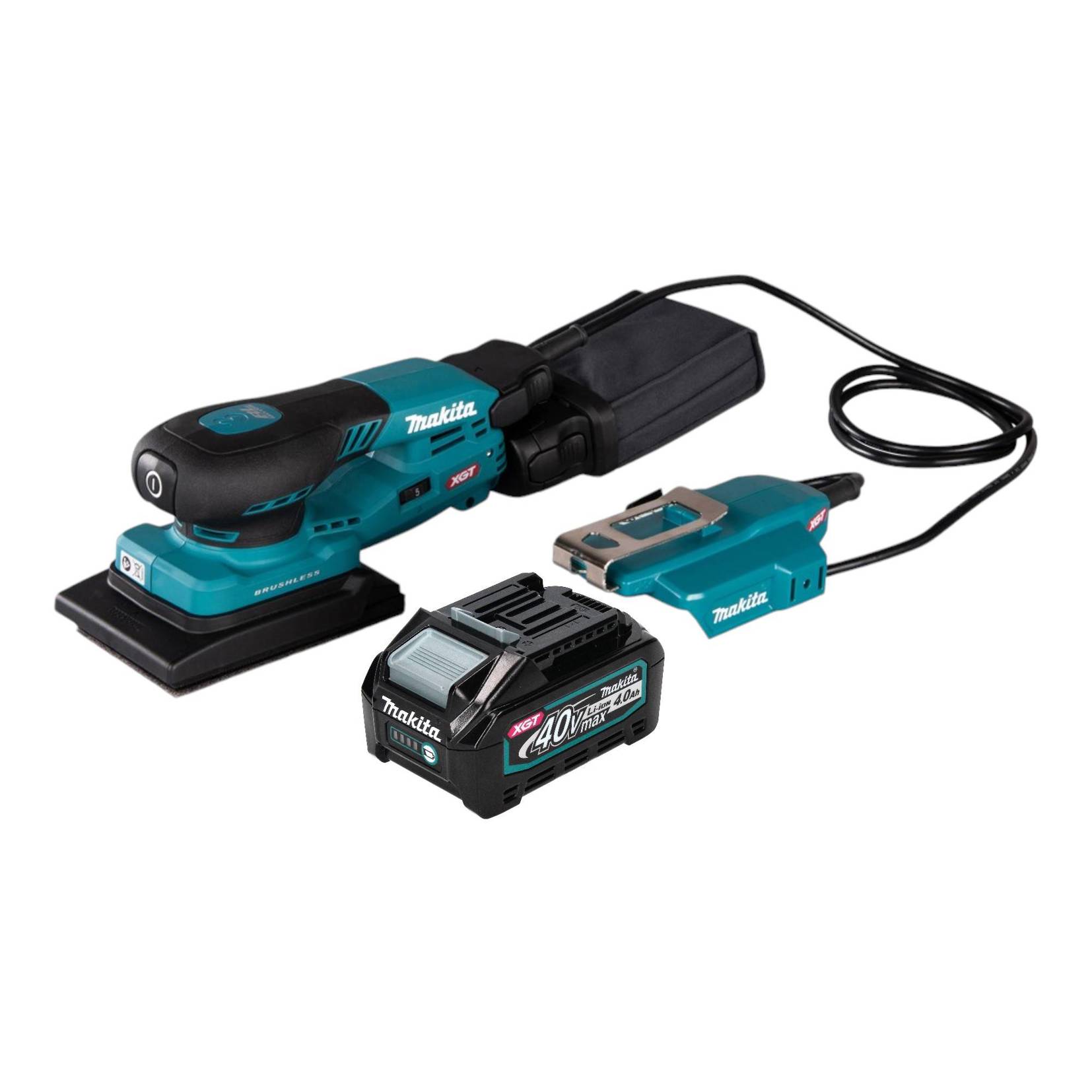 Makita BO 005 CGM1 Akku Schwingschleifer 40 V max. 80 x 130 mm 3,0 mm Hub Brushless + 1x Akku 4,0 Ah | ohne Ladegerät