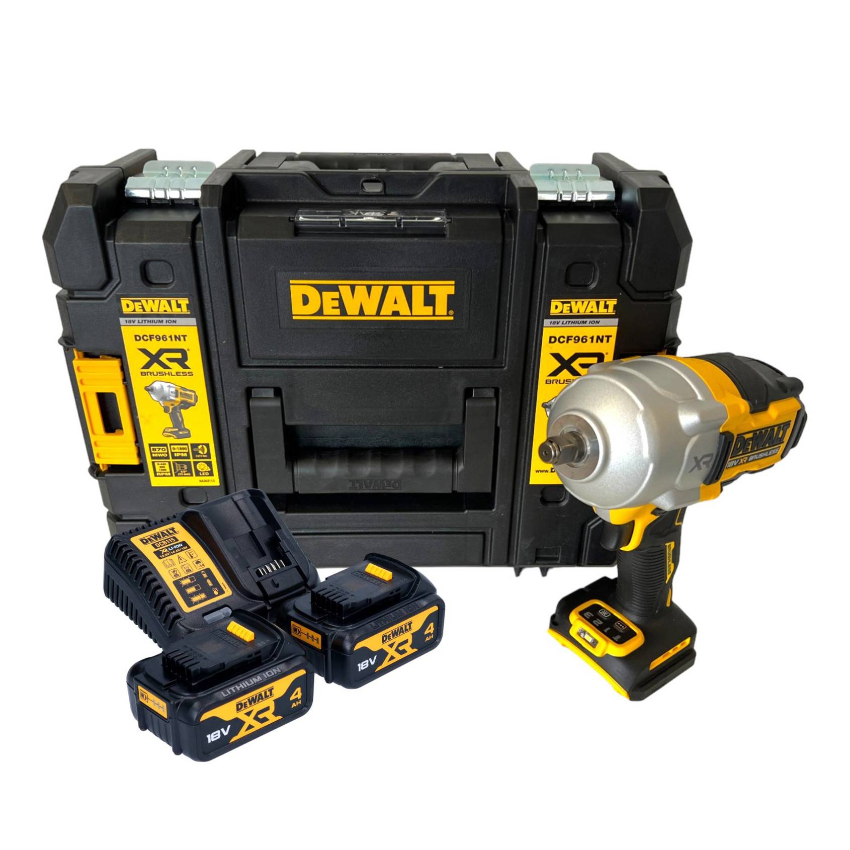 DeWalt DCF 961 M2T Akku Schlagschrauber 18 V 1632 Nm 1/2" Brushless + 2x Akku 4,0 Ah + Ladegerät + TSTAK