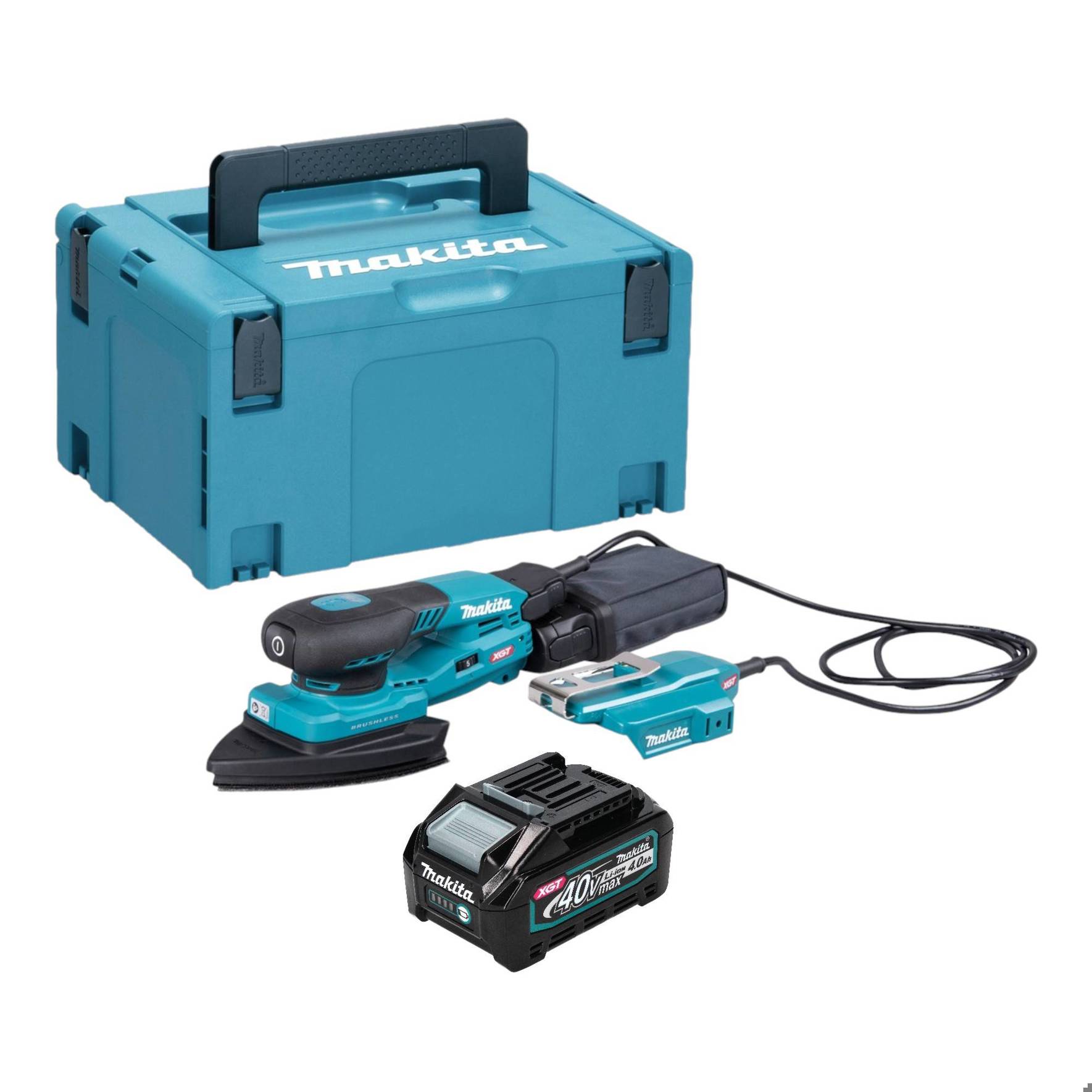 Makita BO 006 CGM101 Akku Deltaschleifer 40 V max. 100 x 150 mm 3,0 mm Hub Brushless + 1x Akku 4,0 Ah + Makpac