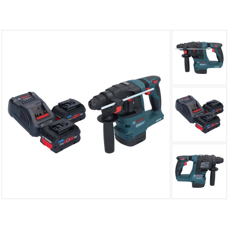 Bosch GBH 18V-22 Professional Akku Bohrhammer 18 V 1,9 J SDS Plus Brushless + 2x ProCORE Akku 5,5 Ah + Ladegerät