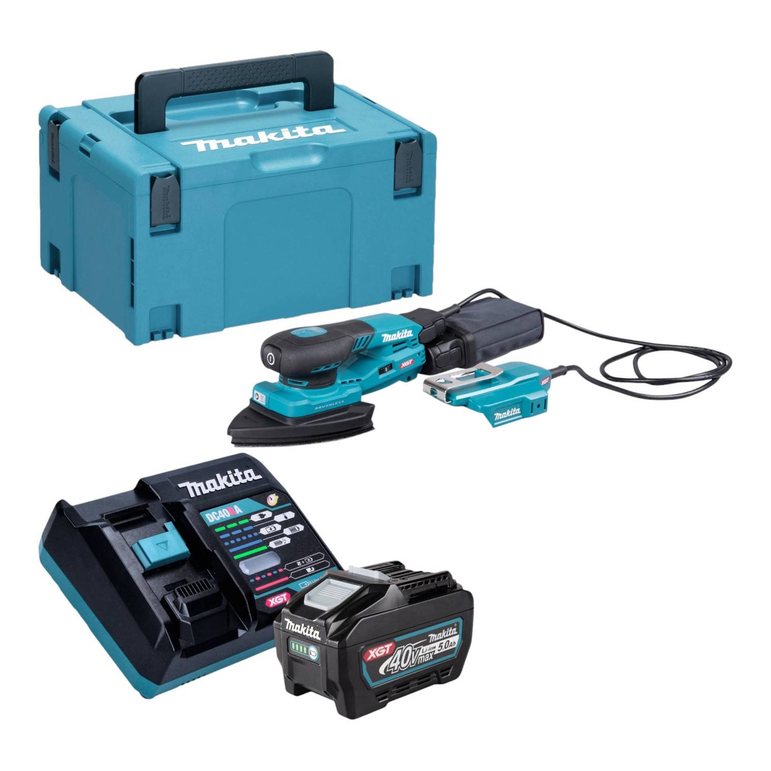 Makita BO 006 CGT101 Akku Deltaschleifer 40 V max. 100 x 150 mm 3,0 mm Hub Brushless + 1x Akku 5,0 Ah + Lader + Makpac
