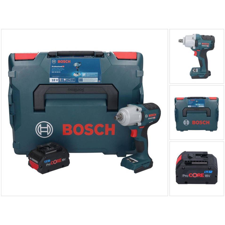 Bosch GDS 18V-450 HC Akku Drehschlagschrauber 18 V 450 Nm 1/2" + 1x ProCORE Akku 5,5 Ah + L-Boxx | ohne Ladegerät