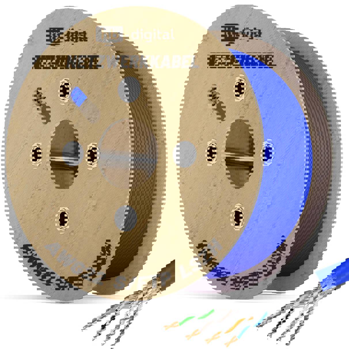 hb-digital - 5477-011 Verlegekabel CAT 8 hochwertiges Kupfer, doppelt geschirmt - 250m Blau
